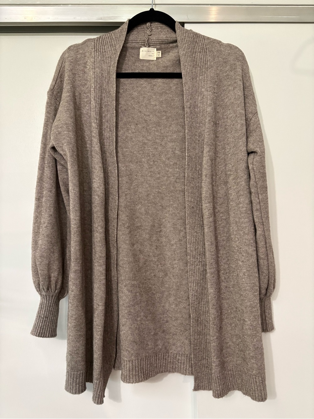 Dreamers women’s size S/M Taupe Open-Front Long Cardigan Sweater